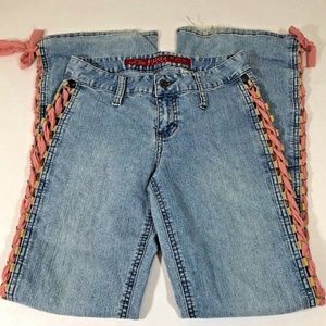 Mudd Juniors Lace Up Stretch Flare Jeans Size 1